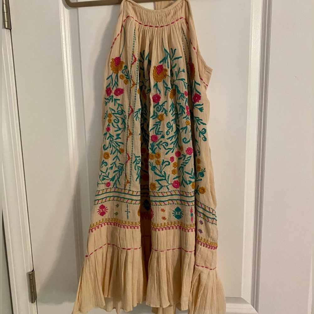Racer back embroidered Akemi + Kin dress from Anthropologie.